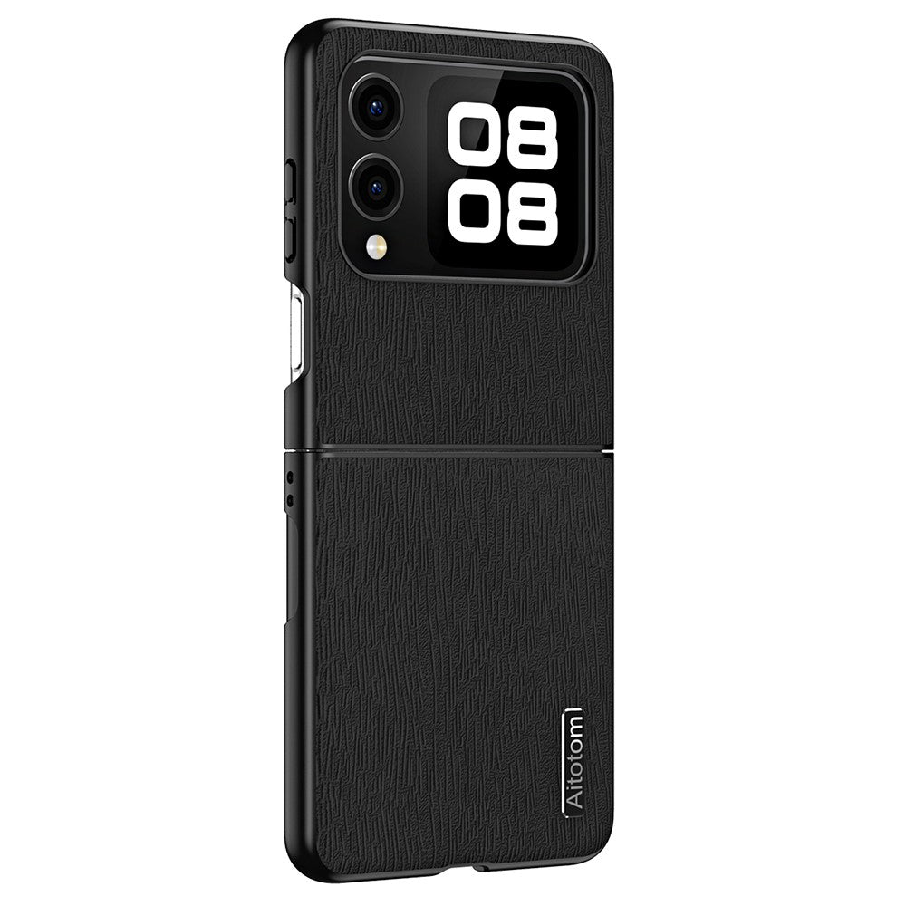 Huawei Nova Flip 5G-skal med trästruktur, PU-läderbeläggning, PC+TPU-mobilskal