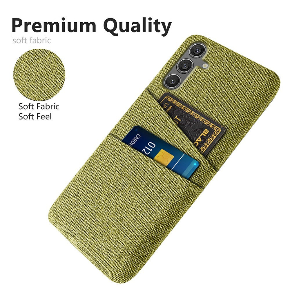 Samsung Galaxy S25-skal i tyg + hårt PC-skal med dubbla kortplatser