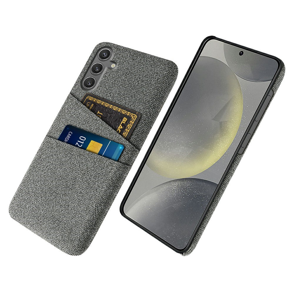 Samsung Galaxy S25-skal i tyg + hårt PC-skal med dubbla kortplatser