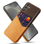 For Samsung Galaxy S25 Case PU Leather Card Slot Cloth Texture Hard PC Phone Cover