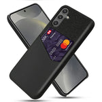 For Samsung Galaxy S25 Case PU Leather Card Slot Cloth Texture Hard PC Phone Cover