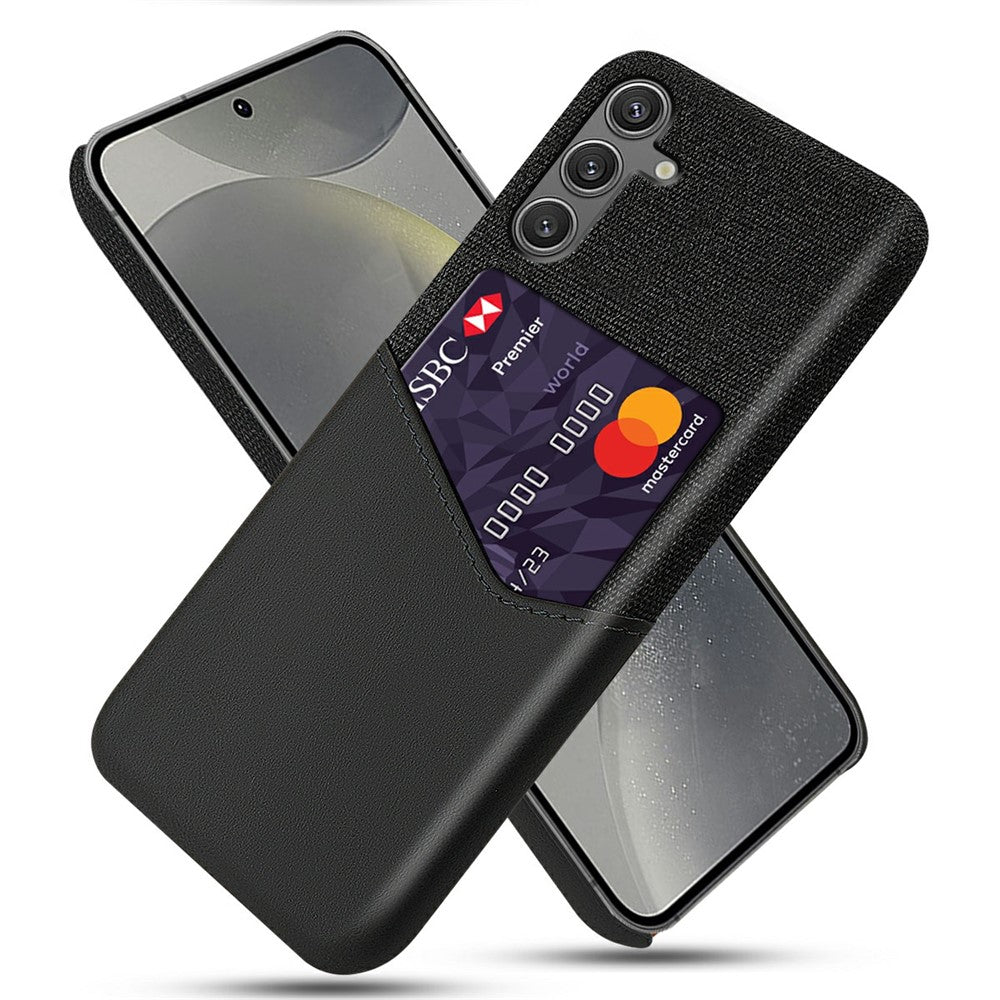 For Samsung Galaxy S25 Case PU Leather Card Slot Cloth Texture Hard PC Phone Cover