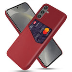 For Samsung Galaxy S25 Case PU Leather Card Slot Cloth Texture Hard PC Phone Cover