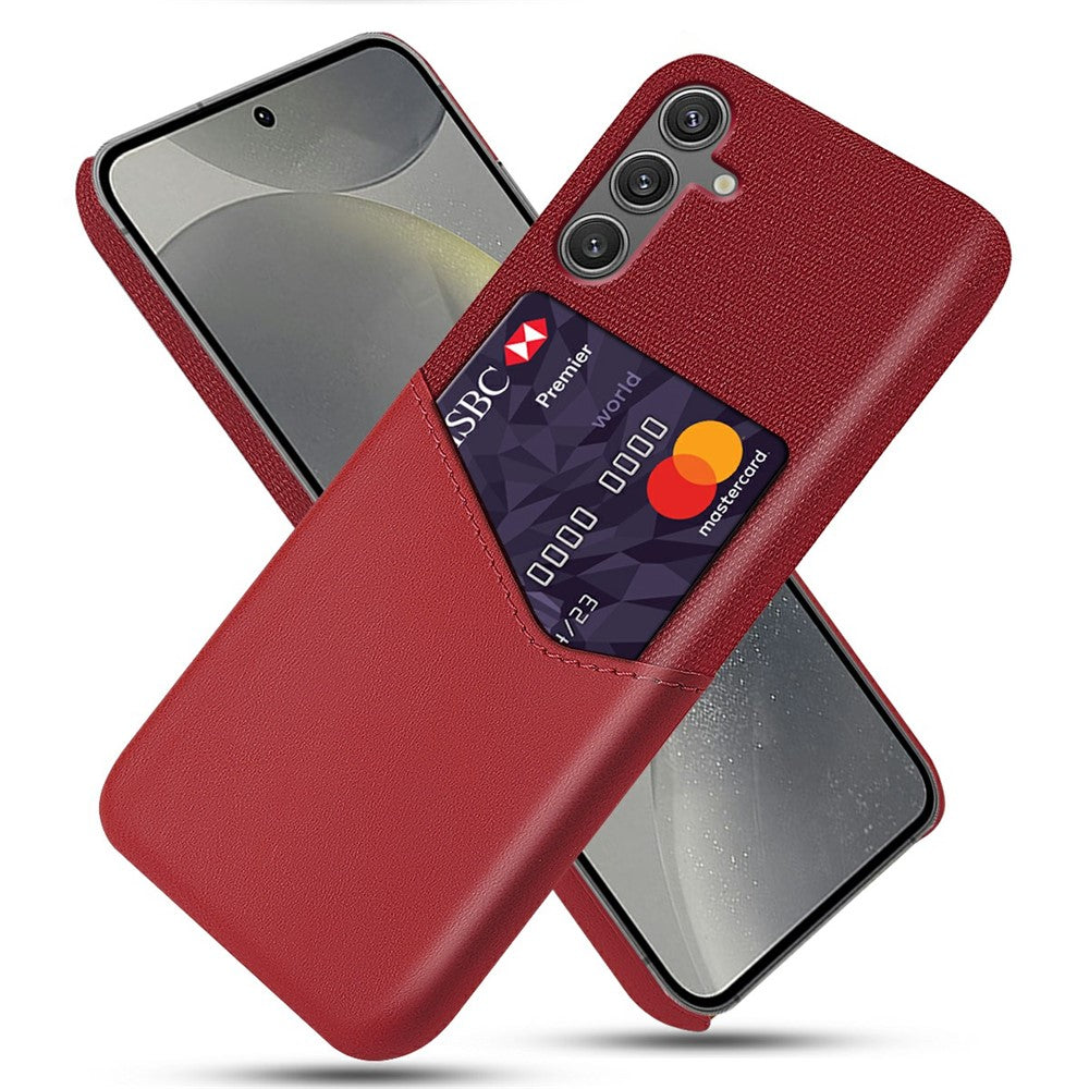 For Samsung Galaxy S25 Case PU Leather Card Slot Cloth Texture Hard PC Phone Cover