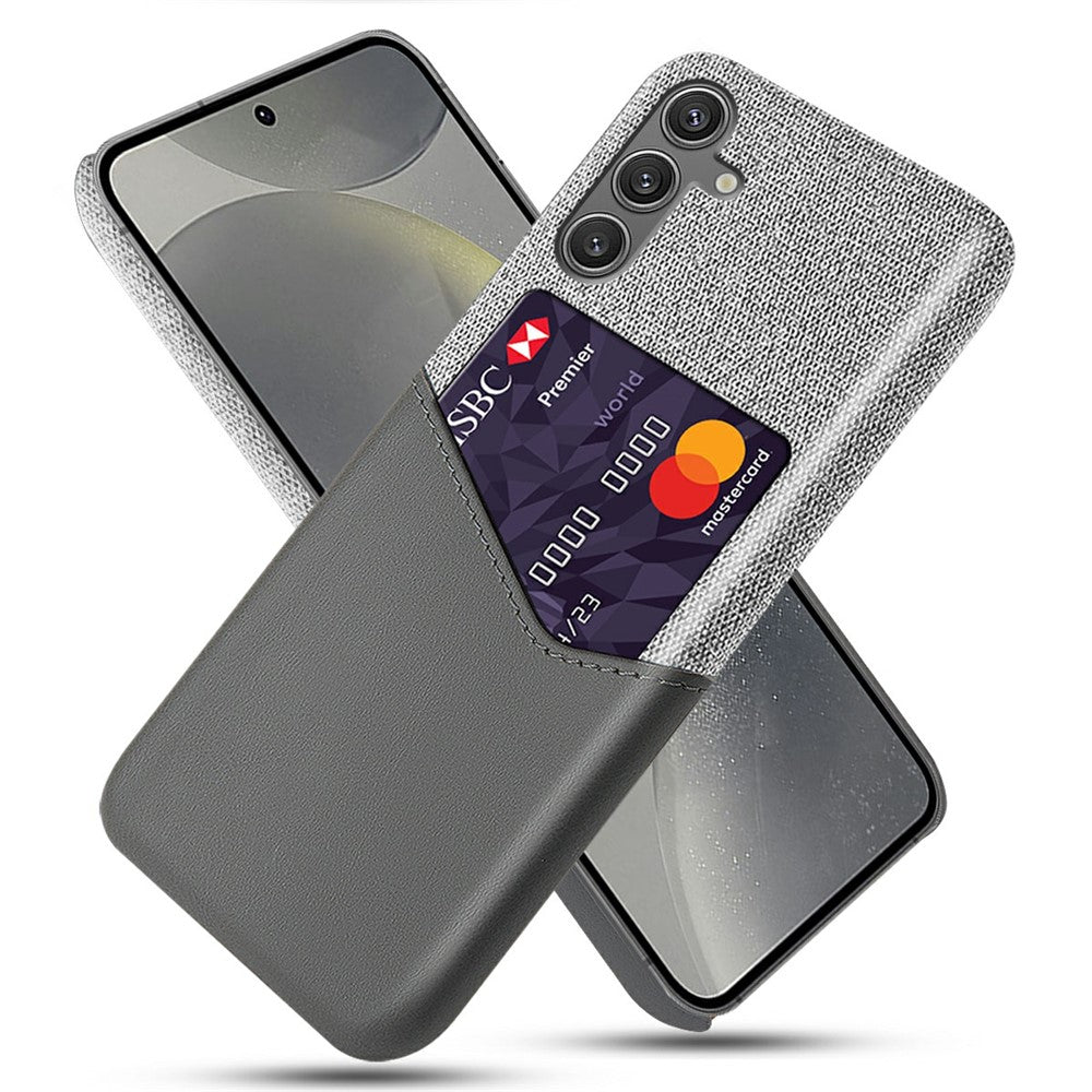 For Samsung Galaxy S25 Case PU Leather Card Slot Cloth Texture Hard PC Phone Cover