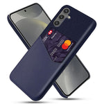 For Samsung Galaxy S25 Case PU Leather Card Slot Cloth Texture Hard PC Phone Cover