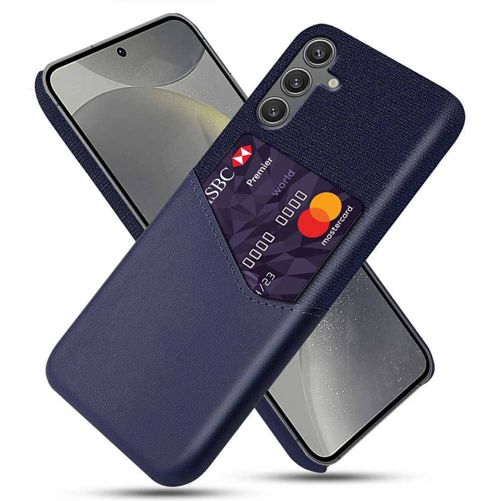 For Samsung Galaxy S25 Case PU Leather Card Slot Cloth Texture Hard PC Phone Cover