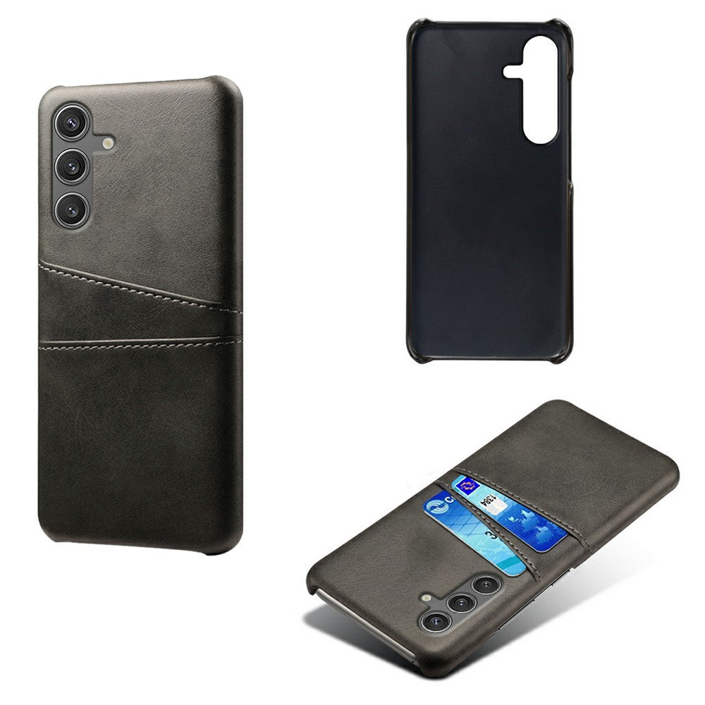 For Samsung Galaxy S25 Case Dual Card Slots PU Leather + Hard PC Phone Cover