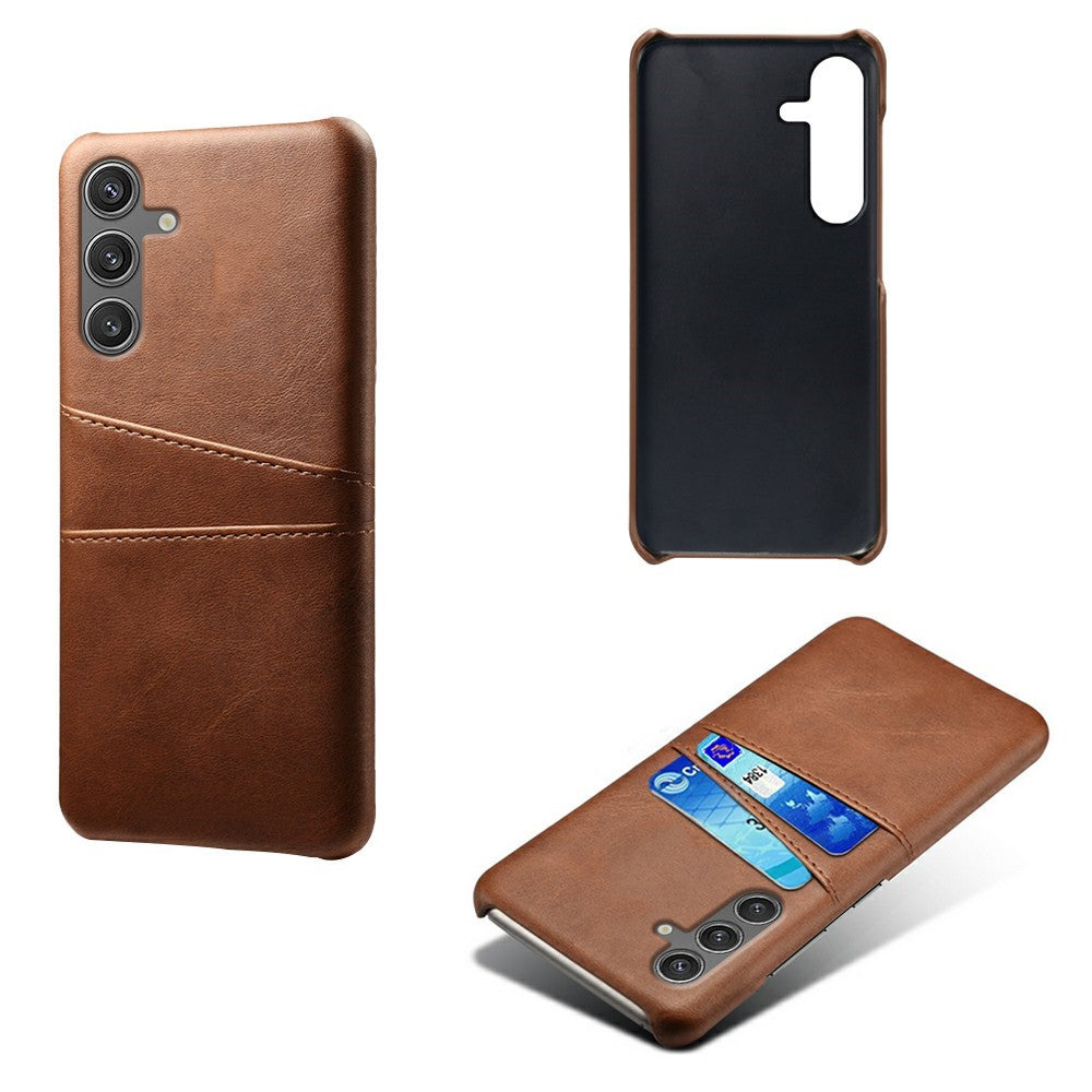 For Samsung Galaxy S25 Case Dual Card Slots PU Leather + Hard PC Phone Cover