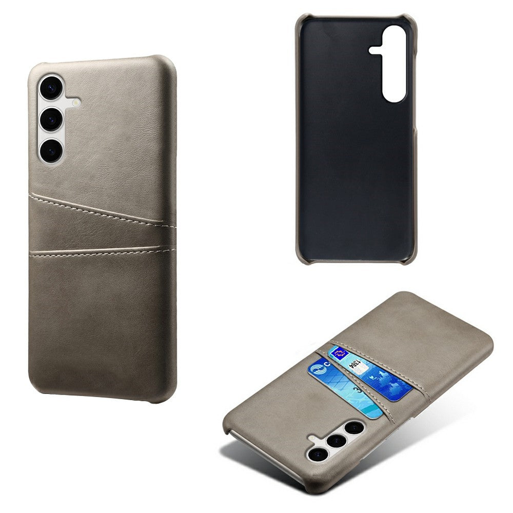 Til Samsung Galaxy S25+ Cover Dobbelt Kortplads PU Læder + Hardt PC Telefoncover