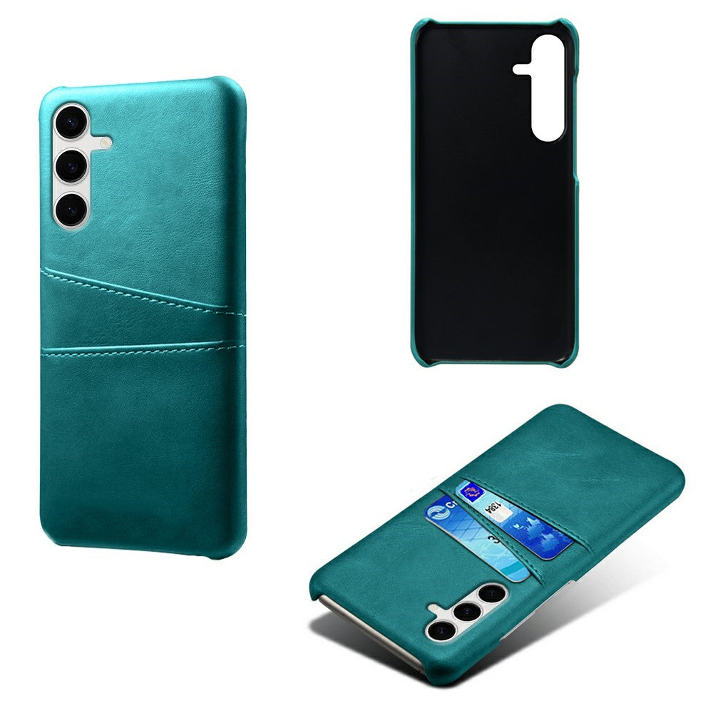 Til Samsung Galaxy S25+ Cover Dobbelt Kortplads PU Læder + Hardt PC Telefoncover