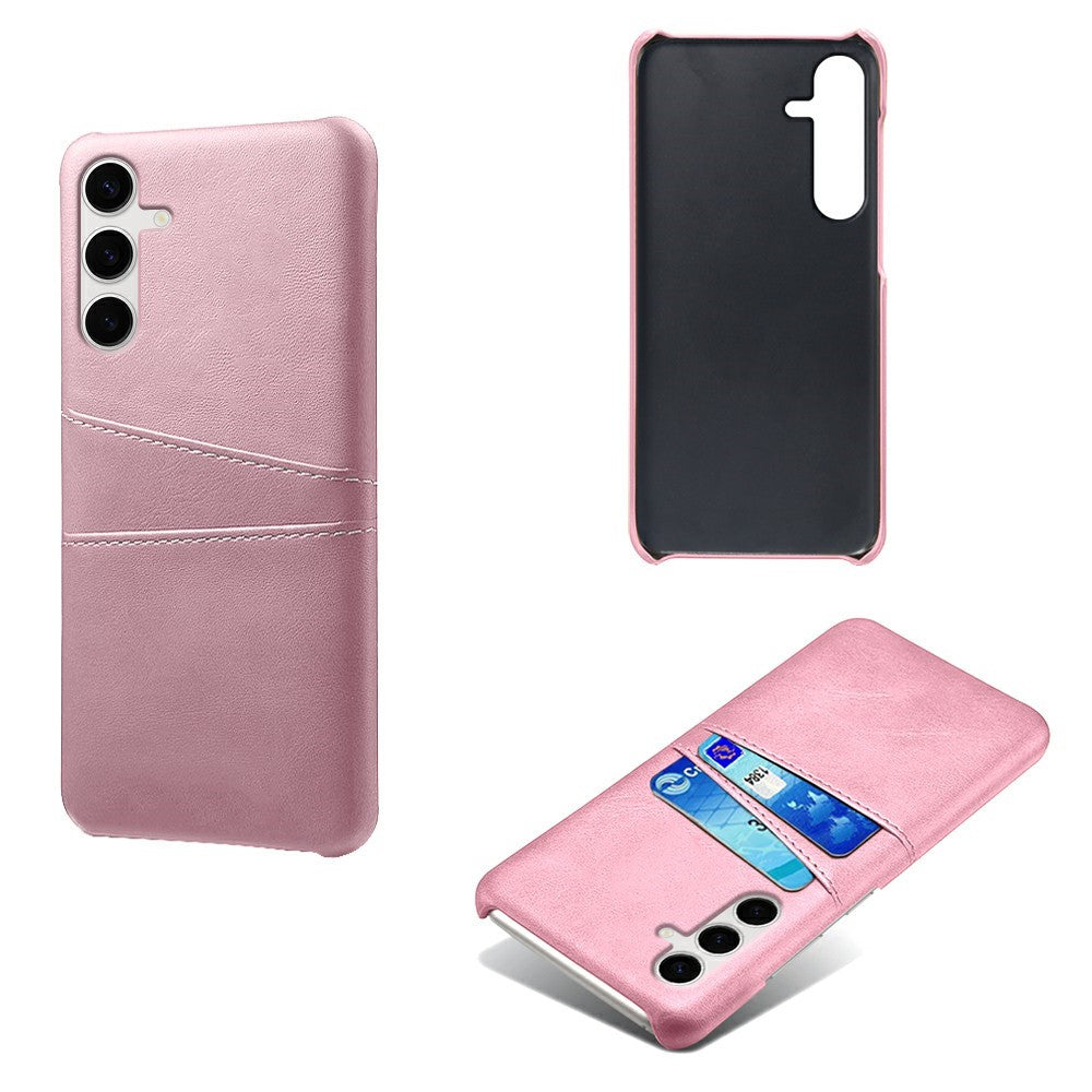 Til Samsung Galaxy S25+ Cover Dobbelt Kortplads PU Læder + Hardt PC Telefoncover