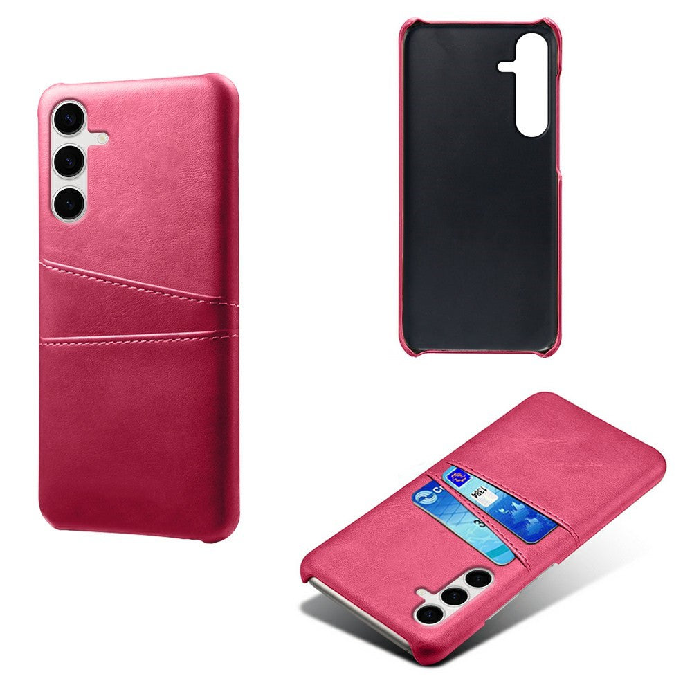 For Samsung Galaxy S25+ Case Dual Card Slots PU Leather + Hard PC Phone Cover