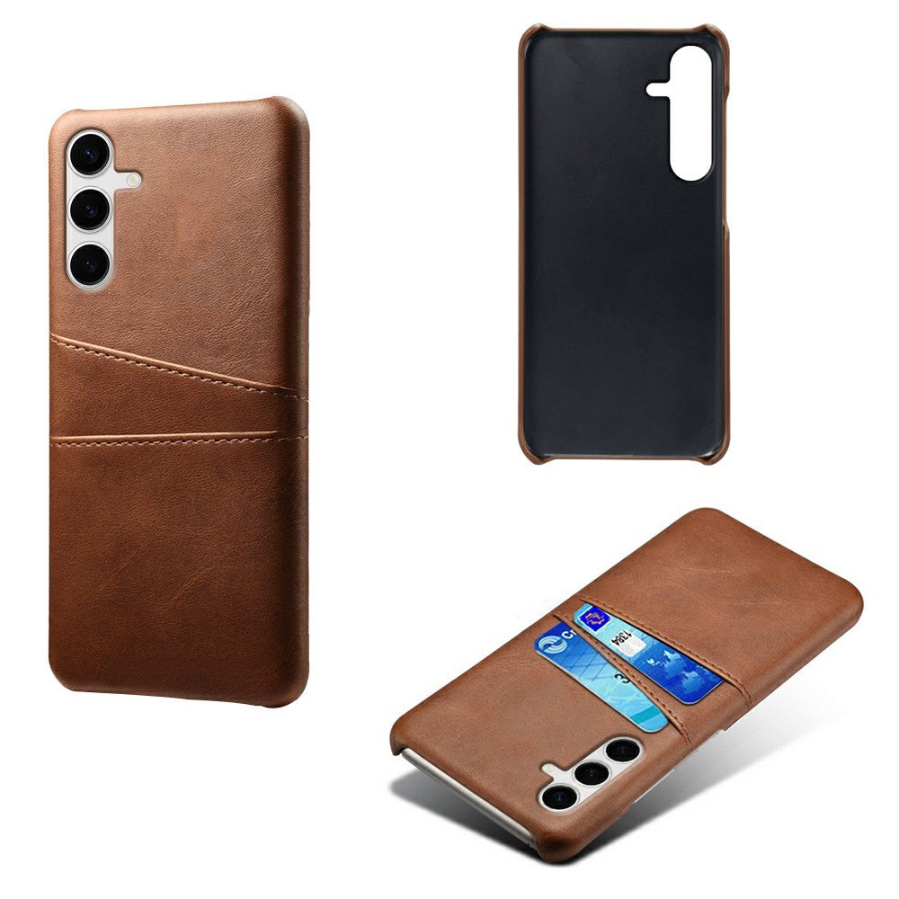 Til Samsung Galaxy S25+ Cover Dobbelt Kortplads PU Læder + Hardt PC Telefoncover