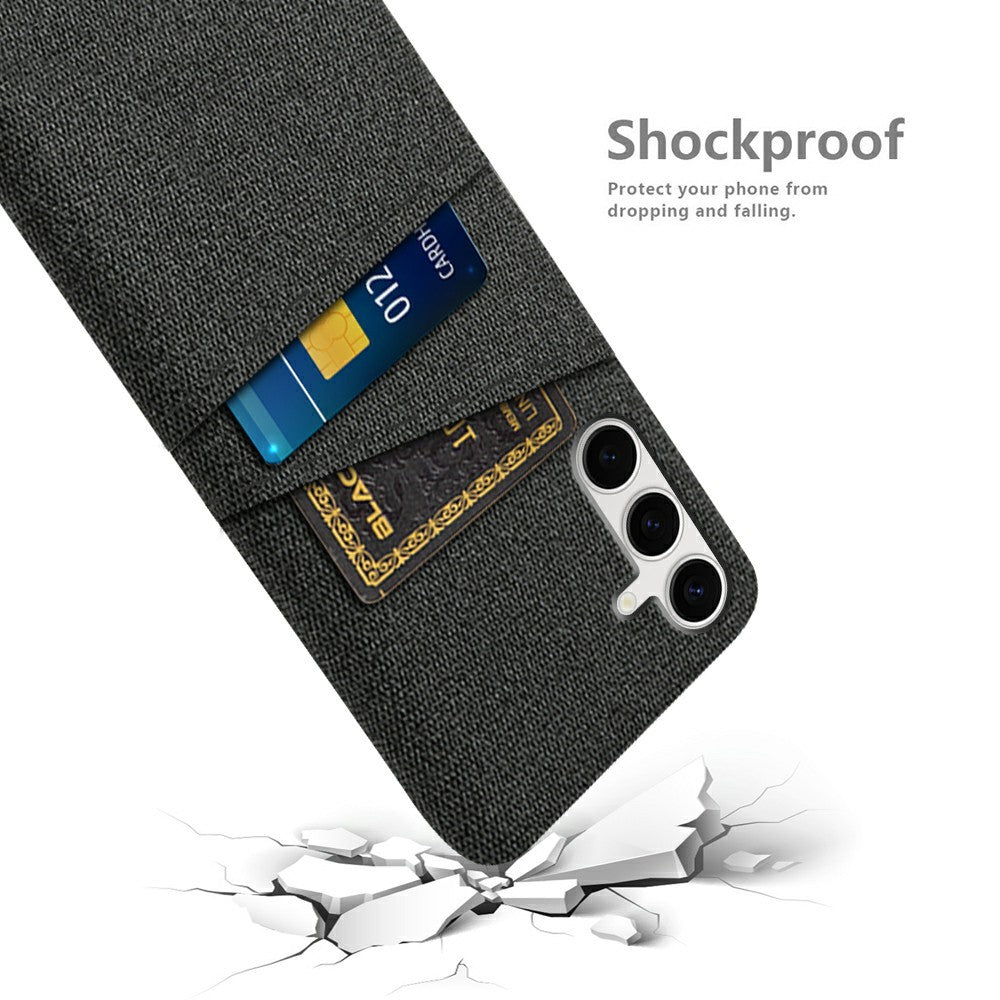 For Samsung Galaxy S25+ Case Cloth + Hard PC Phone Cover with Dual Card Slots