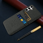 For Samsung Galaxy S25+ Case Cloth + Hard PC Phone Cover with Dual Card Slots