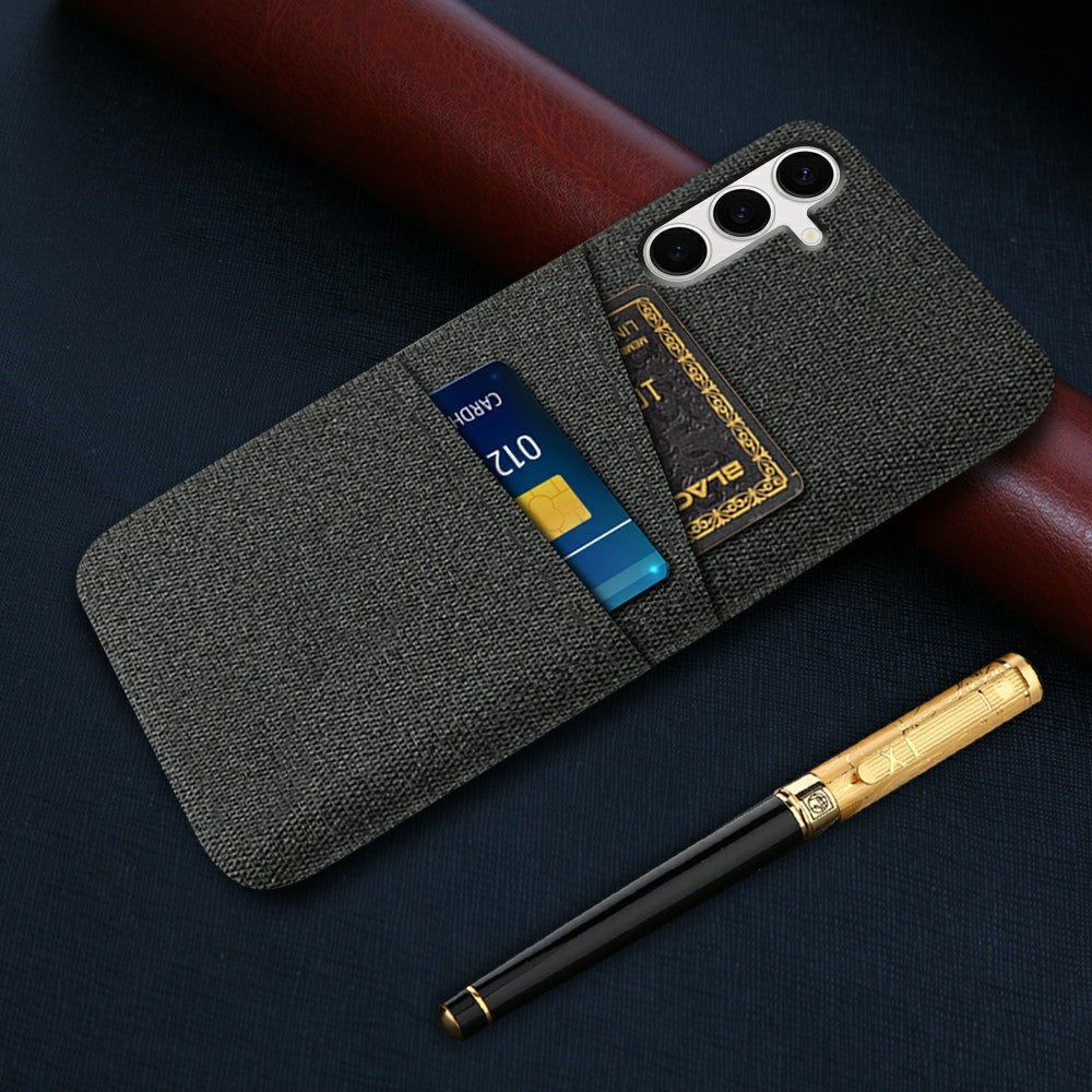 For Samsung Galaxy S25+ Case Cloth + Hard PC Phone Cover with Dual Card Slots