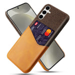 For Samsung Galaxy S25+ Case PU Leather Card Slot Cloth Texture Hard PC Phone Cover
