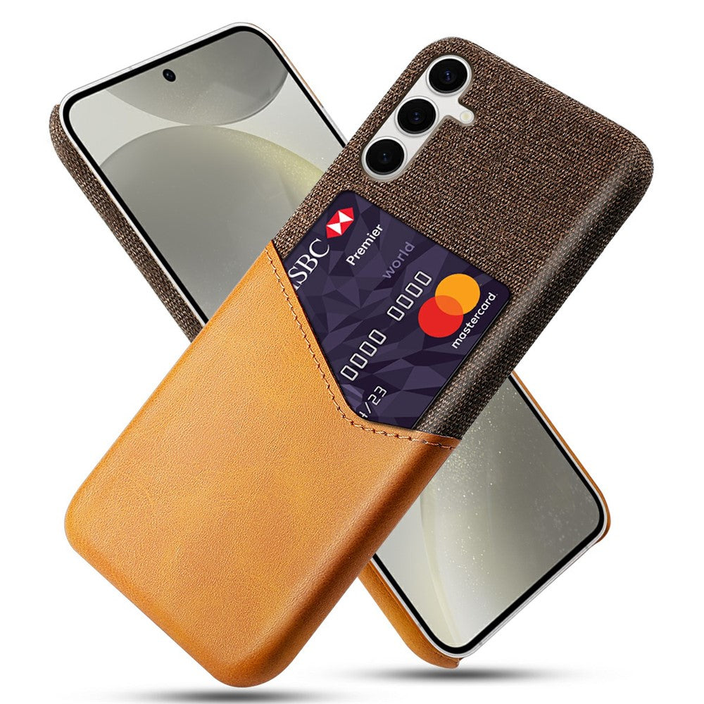 For Samsung Galaxy S25+ Case PU Leather Card Slot Cloth Texture Hard PC Phone Cover