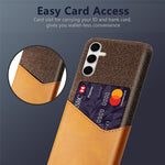 For Samsung Galaxy S25+ Case PU Leather Card Slot Cloth Texture Hard PC Phone Cover