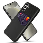 For Samsung Galaxy S25+ Case PU Leather Card Slot Cloth Texture Hard PC Phone Cover