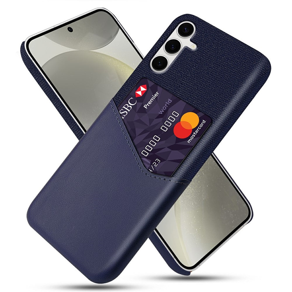 For Samsung Galaxy S25+ Case PU Leather Card Slot Cloth Texture Hard PC Phone Cover