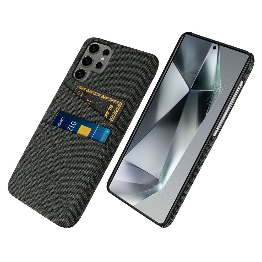 Samsung Galaxy S25 Ultra-skal i tyg + hårt PC-skal med dubbla kortplatser
