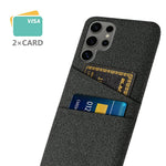 Samsung Galaxy S25 Ultra-skal i tyg + hårt PC-skal med dubbla kortplatser