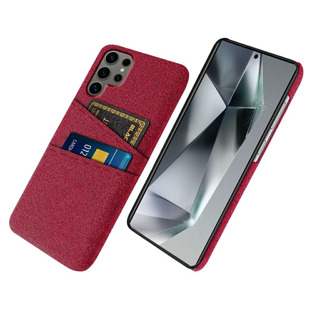 Samsung Galaxy S25 Ultra-skal i tyg + hårt PC-skal med dubbla kortplatser