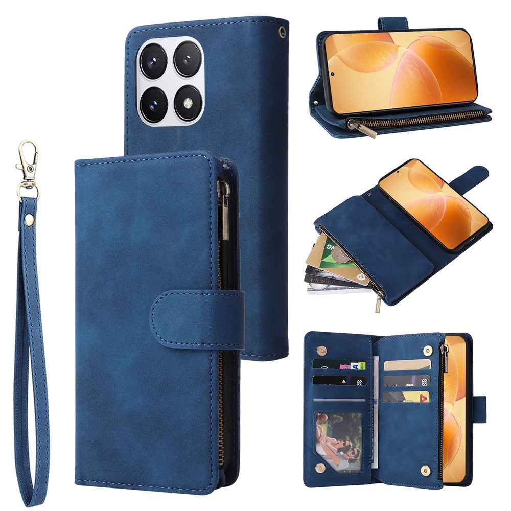 For Xiaomi 14T Pro Case Zipper Wallet Multiple Card Slots Leather Phone Cover
