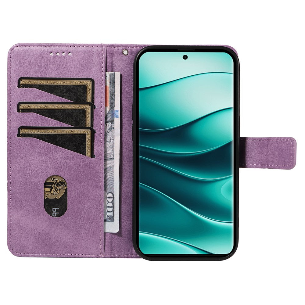 For Xiaomi Redmi Note 14 Pro+ 5G / Note 14 Pro 5G / Poco X7 5G Case Leather Geometric Line Wallet Phone Cover with Wrist Strap