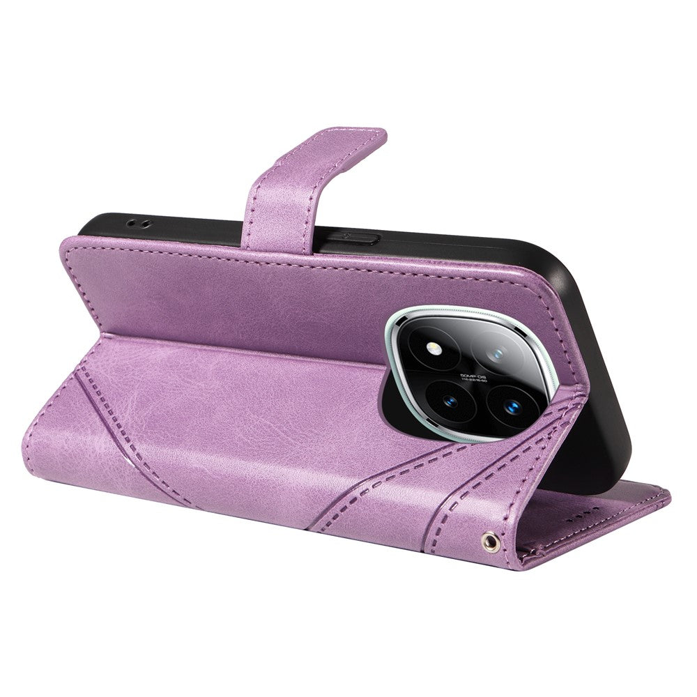 For Xiaomi Redmi Note 14 Pro+ 5G / Note 14 Pro 5G / Poco X7 5G Case Leather Geometric Line Wallet Phone Cover with Wrist Strap