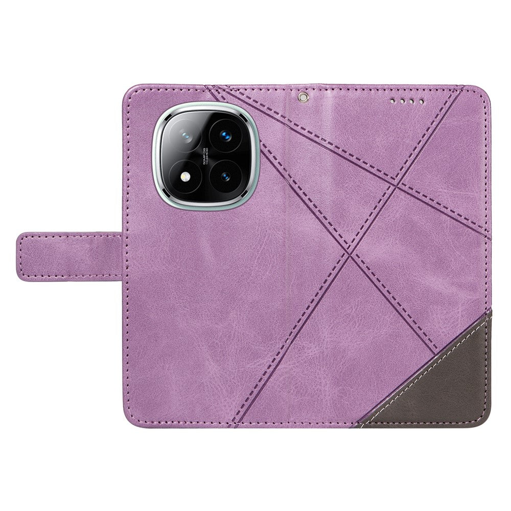 For Xiaomi Redmi Note 14 Pro+ 5G / Note 14 Pro 5G / Poco X7 5G Case Leather Geometric Line Wallet Phone Cover with Wrist Strap
