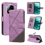 For Xiaomi Redmi Note 14 Pro+ 5G / Note 14 Pro 5G / Poco X7 5G Case Leather Geometric Line Wallet Phone Cover with Wrist Strap