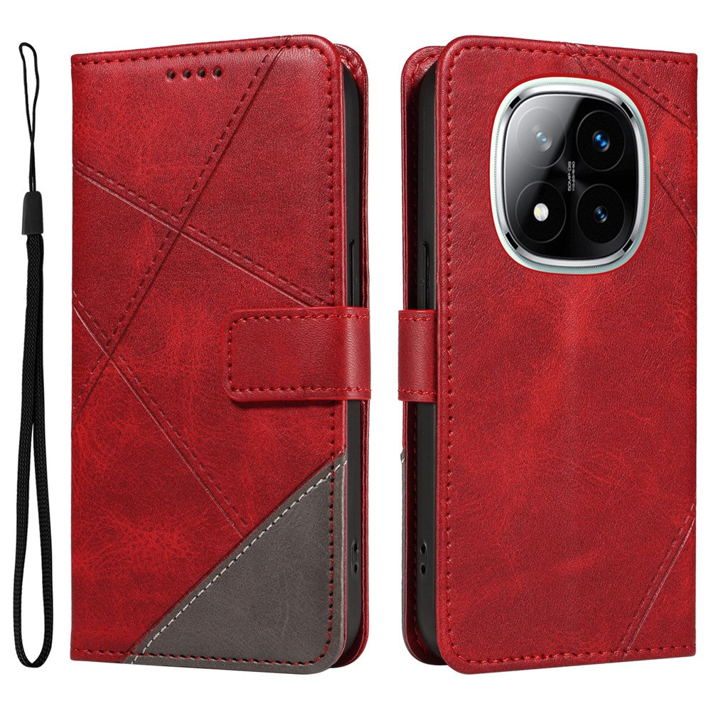 For Xiaomi Redmi Note 14 Pro+ 5G / Note 14 Pro 5G / Poco X7 5G Case Leather Geometric Line Wallet Phone Cover with Wrist Strap