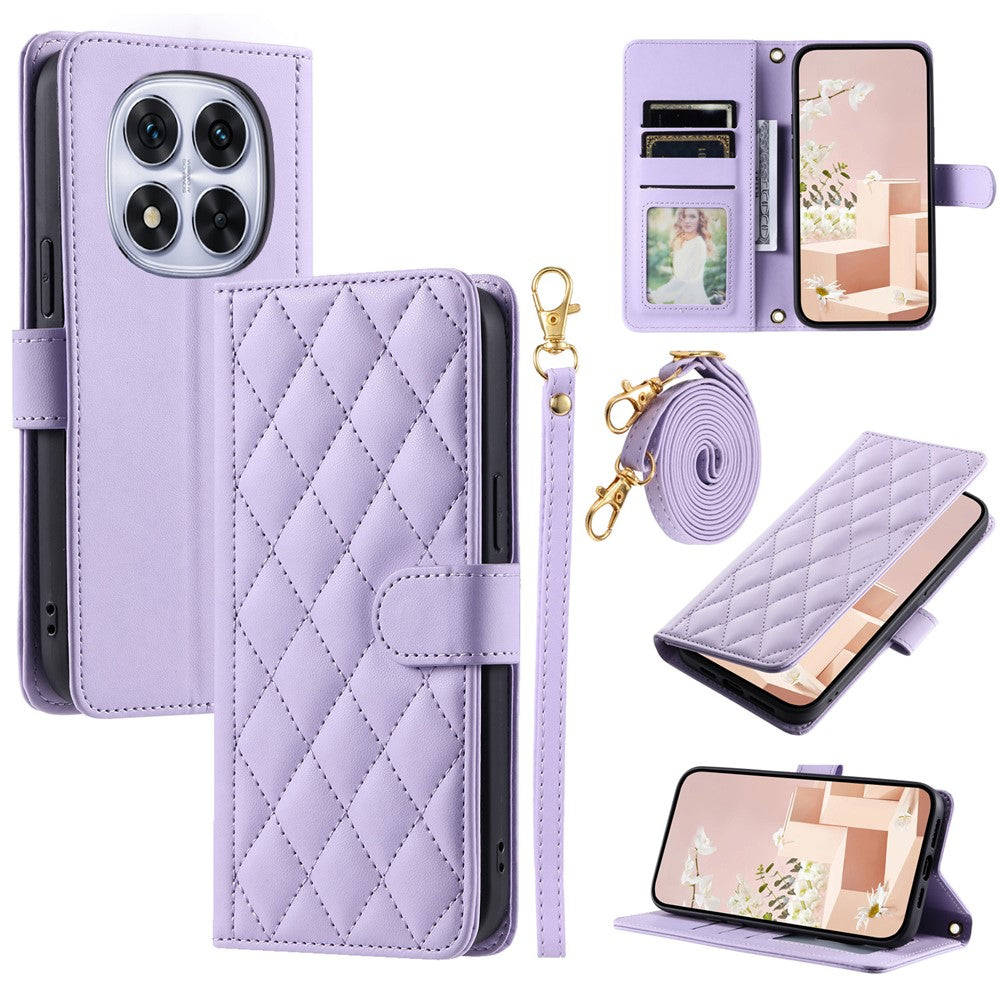 For Xiaomi Redmi Note 14 Pro+ 5G / Note 14 Pro 5G / Poco X7 5G Wallet Case Rhombus Grid PU Leather Phone Cover