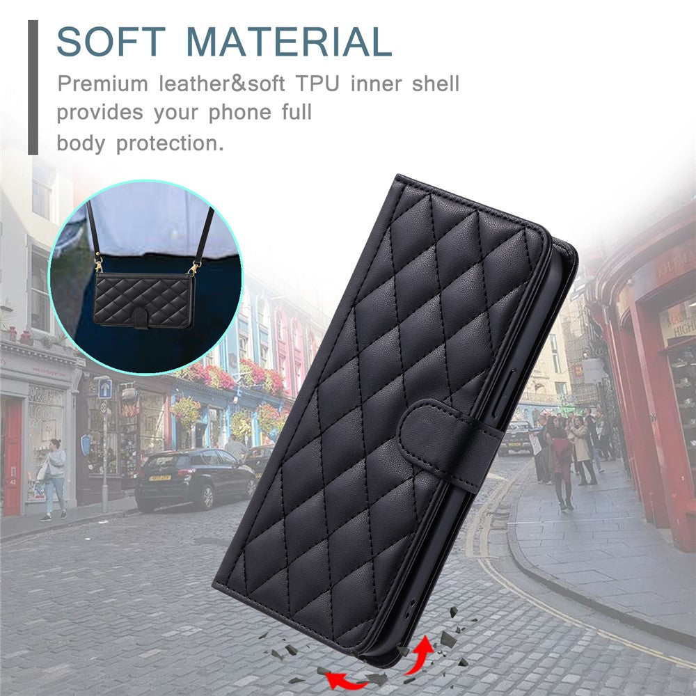 For Xiaomi 14T Pro Wallet Case Rhombus Grid PU Leather Phone Cover