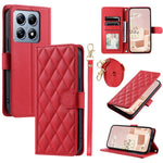For Xiaomi 14T Pro Wallet Case Rhombus Grid PU Leather Phone Cover