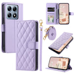 For Xiaomi 14T Pro Wallet Case Rhombus Grid PU Leather Phone Cover