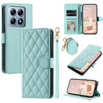 For Xiaomi 14T Pro Wallet Case Rhombus Grid PU Leather Phone Cover