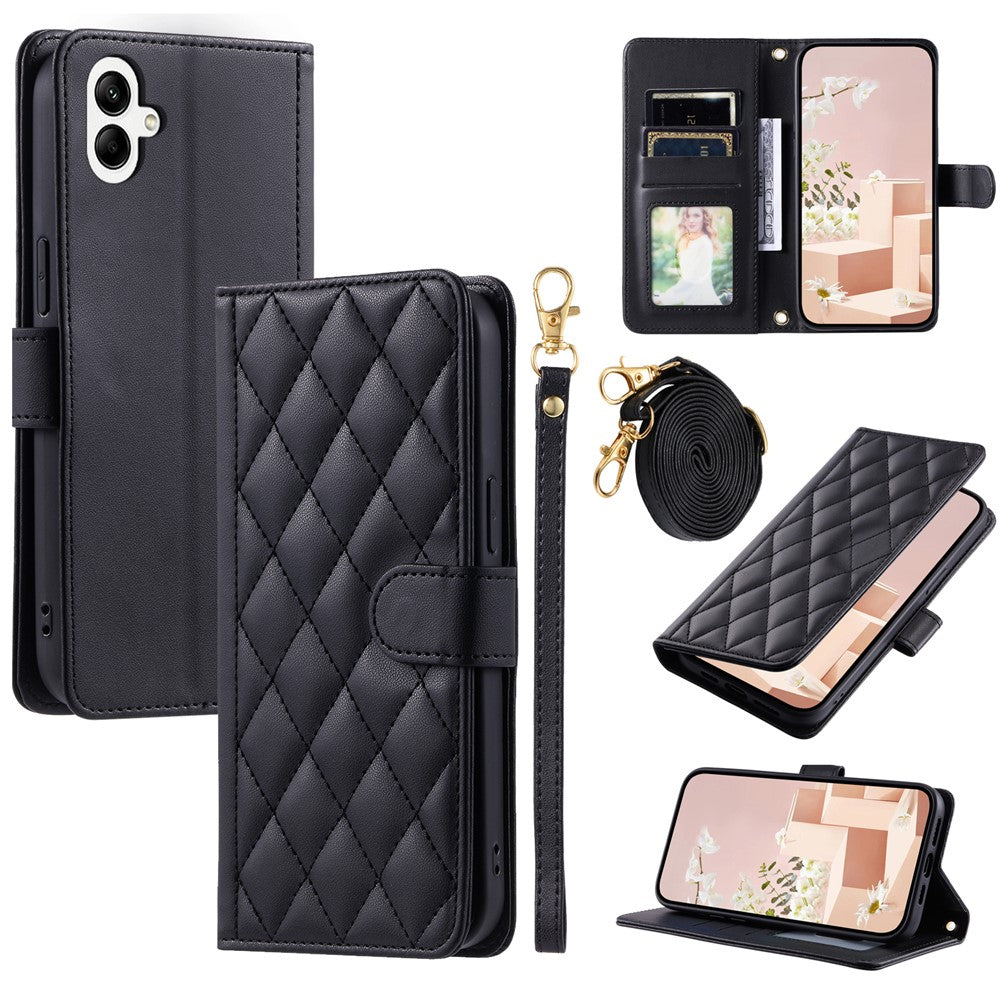 For Samsung Galaxy A06 4G Wallet Case Rhombus Grid PU Leather Phone Cover