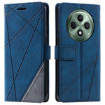 For Oppo Reno12 F 4G Case Imprinted Lines PU Leather Splicing Wallet Phone Cover