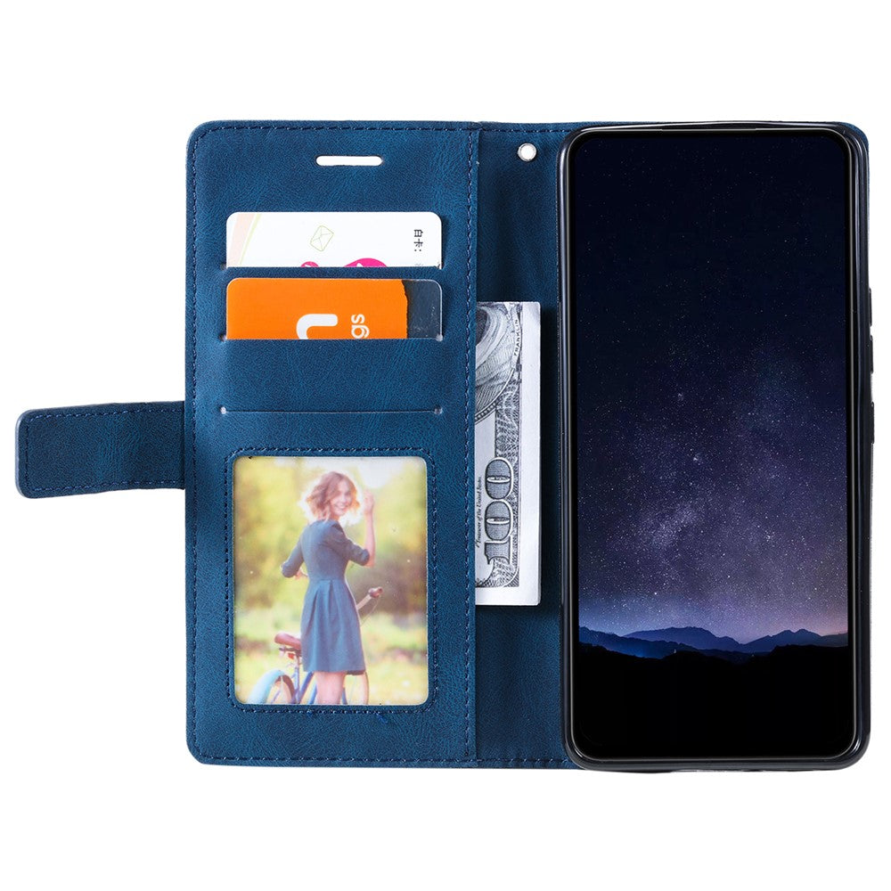 For Oppo Reno12 F 4G Case Imprinted Lines PU Leather Splicing Wallet Phone Cover