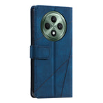 For Oppo Reno12 F 4G Case Imprinted Lines PU Leather Splicing Wallet Phone Cover