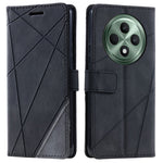 For Oppo Reno12 F 4G Case Imprinted Lines PU Leather Splicing Wallet Phone Cover