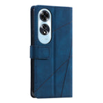 For Oppo A60 4G Case Imprinted Lines PU Leather Splicing Wallet Phone Cover