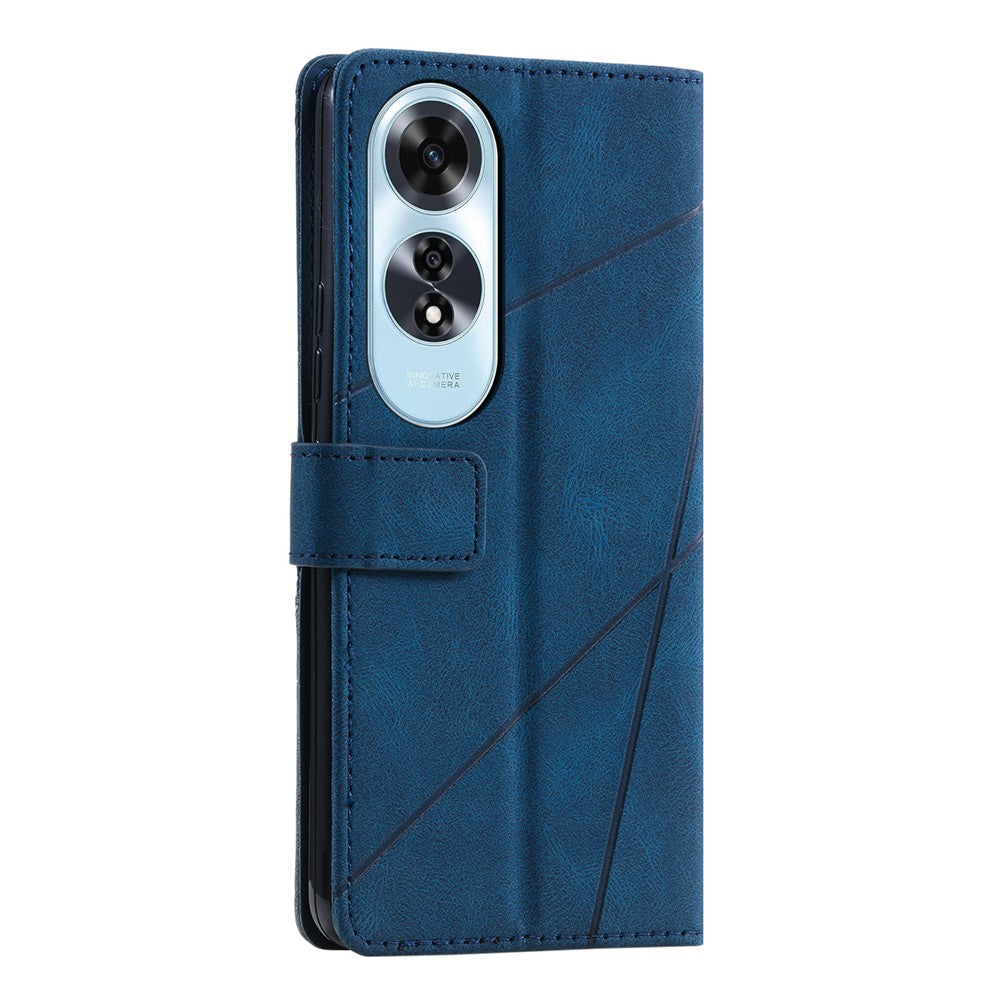 For Oppo A60 4G Case Imprinted Lines PU Leather Splicing Wallet Phone Cover
