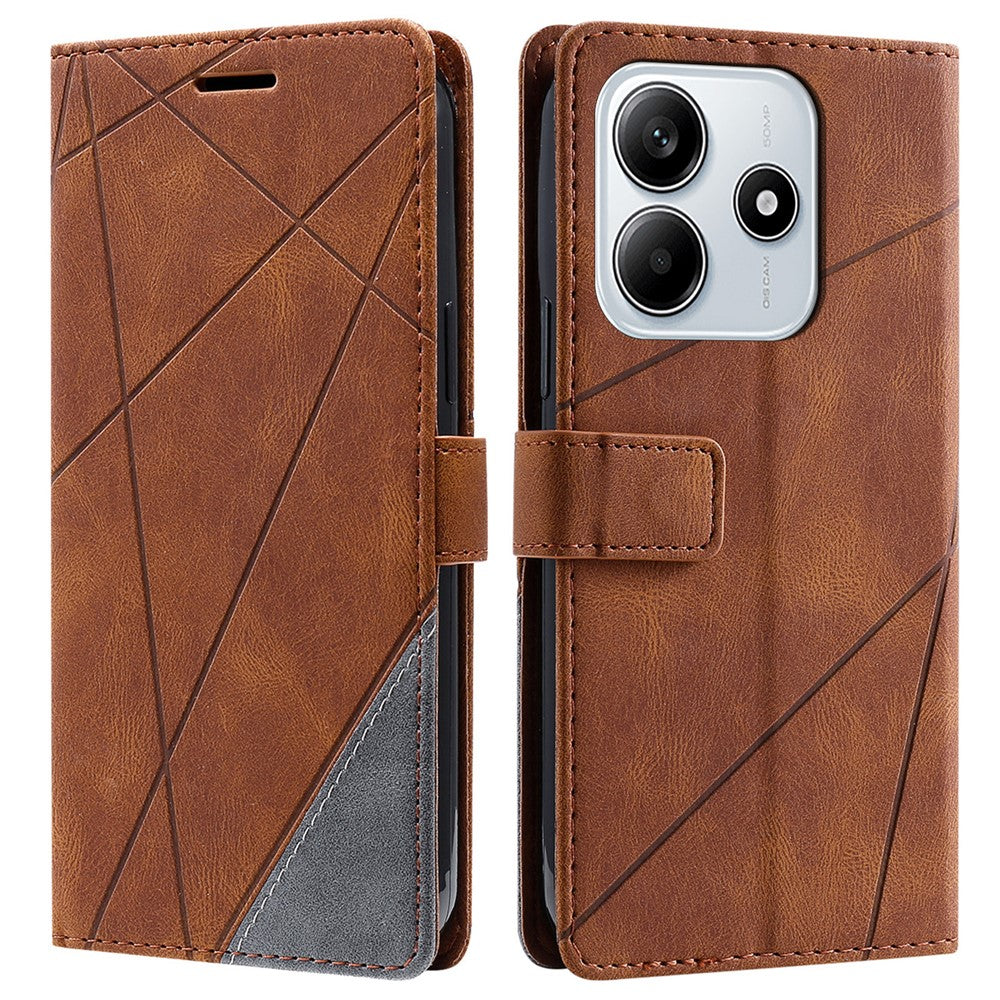 For Xiaomi Redmi Note 14 5G Case Imprinted Lines PU Leather Splicing Wallet Phone Cover