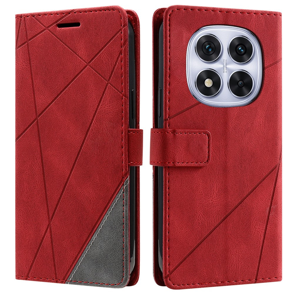 For Xiaomi Redmi Note 14 Pro+ 5G / Note 14 Pro 5G / Poco X7 5G Case Imprinted Lines PU Leather Splicing Wallet Phone Cover