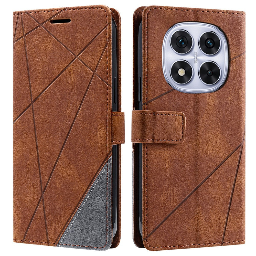 For Xiaomi Redmi Note 14 Pro+ 5G / Note 14 Pro 5G / Poco X7 5G Case Imprinted Lines PU Leather Splicing Wallet Phone Cover